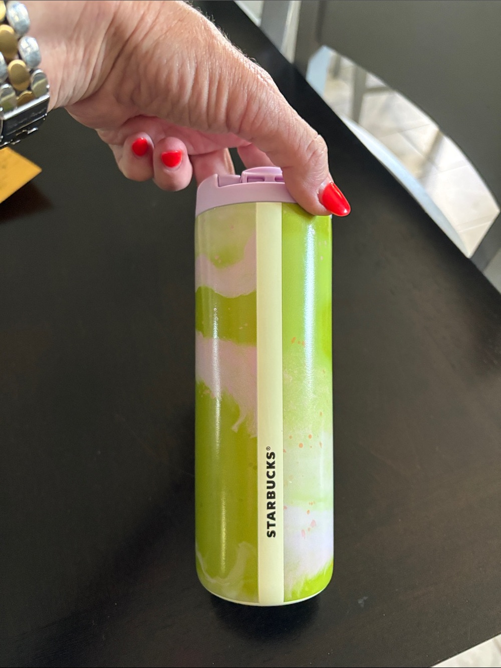 Starbucks Green and Pink Slim Travel Tumbler